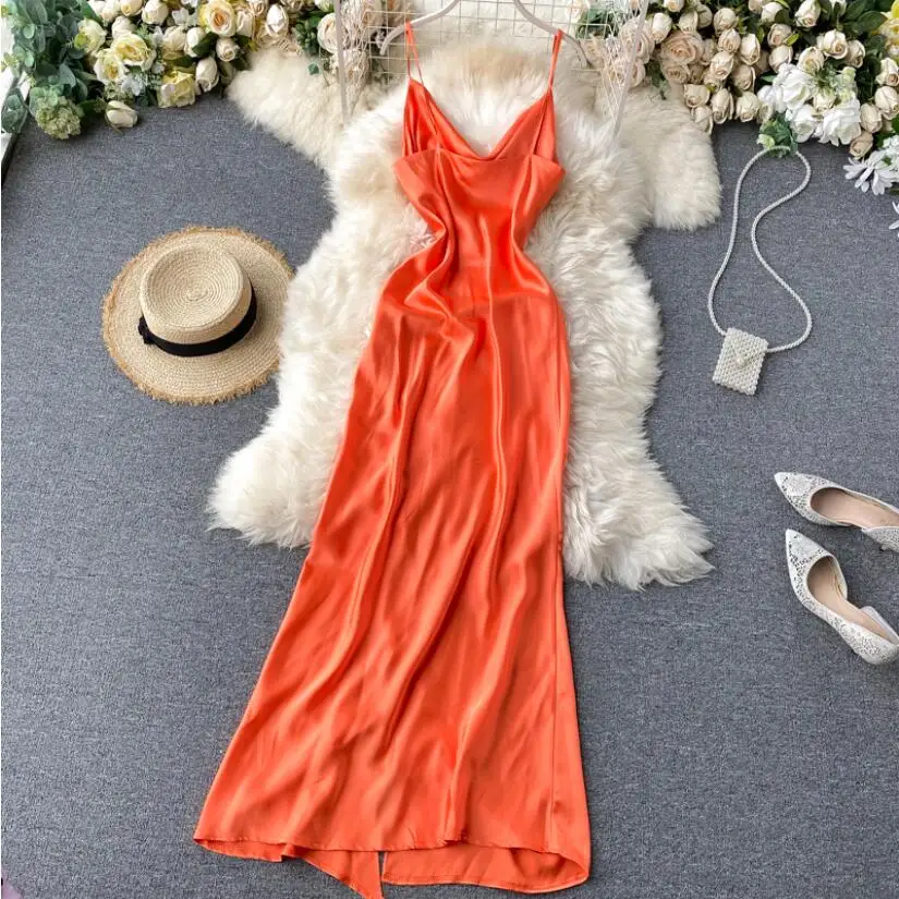 

2020 Summer Women Party Strap Dress V Neck Slim Waist Elegant Female Sexy Drawstring Split Ruched Dress Ladies Vestidos JW9638