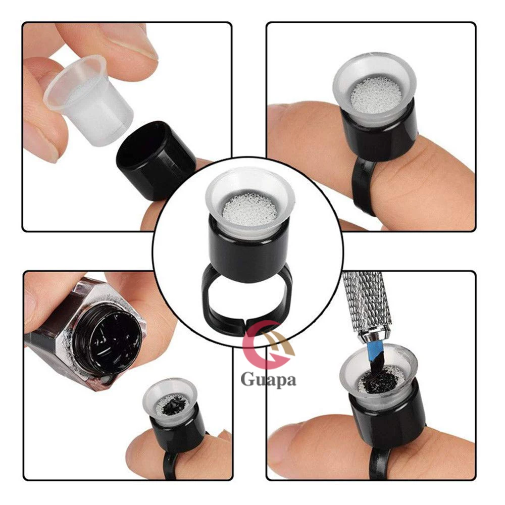 20pcs Microblading Supplies Pigment Glue Rings With Sponge Ink Cups Caps Permanent Makeup Tattoo Eyelash Holder | Красота и здоровье