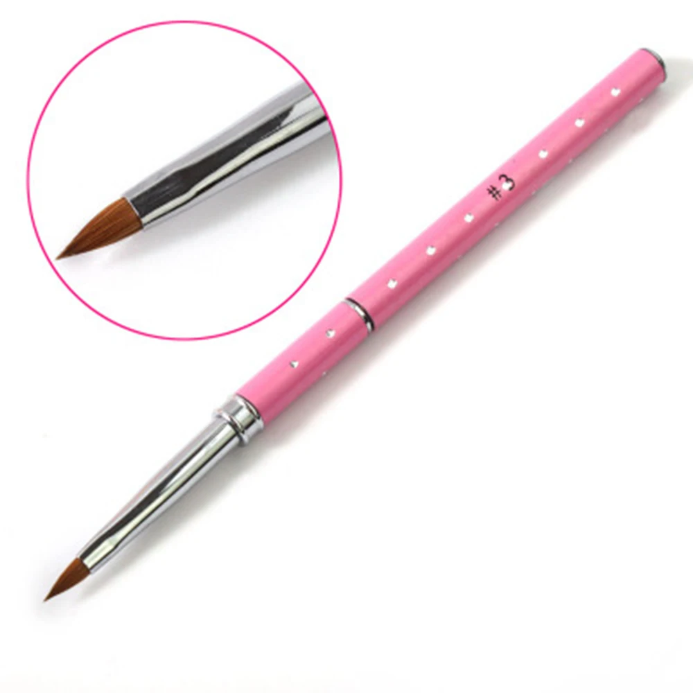 

1pc Nail Art Brush Pens Nail Brushes With Diamond Kolinsky Uv Gel Polish Painting Drawing Brushes Nail Manicure Tools 2# 8# 10#