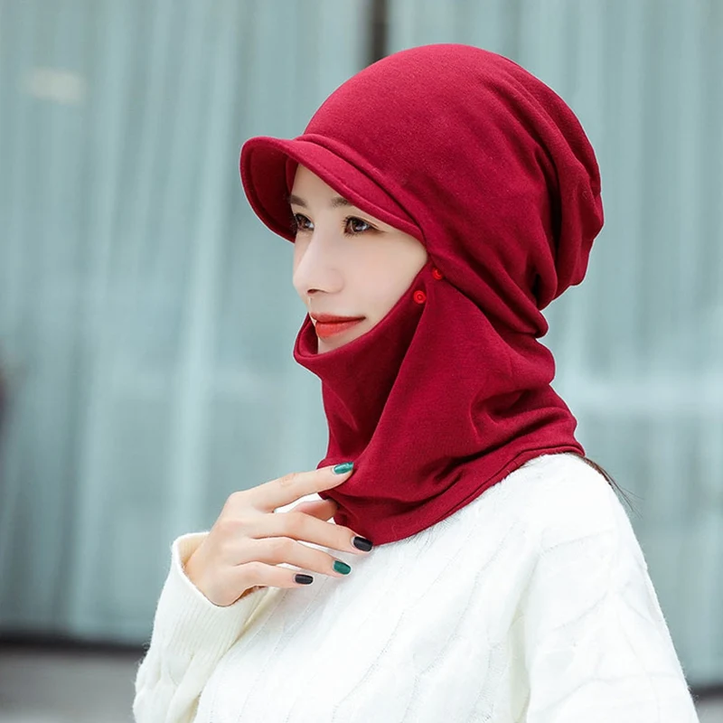 Зимние женские и мужские практичная ветрозащитная шапка теплый шарфик из мягкой