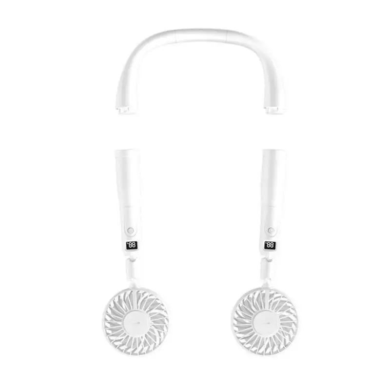

Two-in-one Hanging Neck Fan Folding Neckband Fan Sports Portable Mini Fan USB Rechargeable Mute Fans For Outdoor Cooling