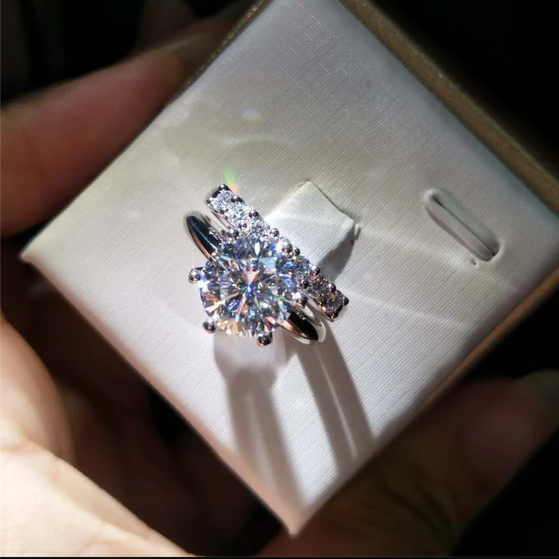 18K 750Au золото 2 шт Moissanite кольцо, обручальное кольцо, D цвет с национальным сертификатом MO-01