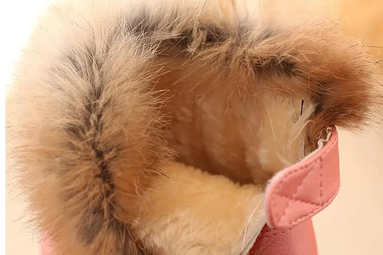Children Casual Boots Rabbit Fur New Winter Boots Boys Girls Shoes Fashion Leather Soft Warm Snow Boots EU 21-30