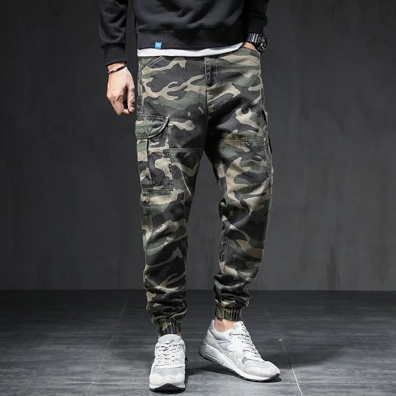

Мужские камуфляжные брюки-карго с эластичной резинкой на талии, повседневные военные армейские штаны для бега, мужские весенние брюки 2021