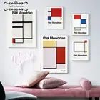 Композиция Mondrian, художественный Классический плакат, красная, черная, белая линия, холст, живопись, печать, современный настенный Декор, картины для гостиной