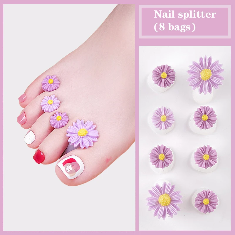 

17 Models Toe Silicone Separator Pedicure Flower Drops Crystal Diamond Pearl Separator Nail Art DIY Foot Care Tools 8 Pcs / Set