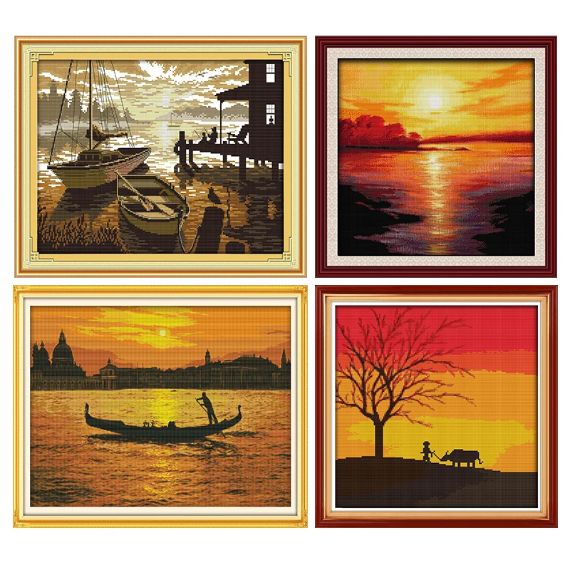 11ct Набор для вышивки крестиком натуральный закат секенри картина радость