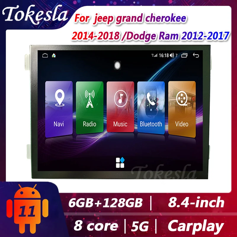 

Tokesla Car Radio for jeep grand cherokee 2014-2018 Dodge Ram 2012-2017 Android Stereo receiver DVD Multimedia Gps Navigation 5G