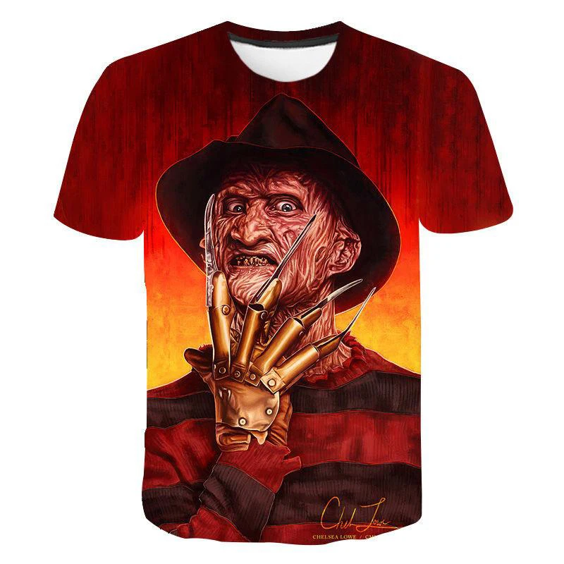 

2021 new 3D killer T-shirt, horror movie character, executioner and killer pattern, summer short-sleeved Harajuku casual clothin
