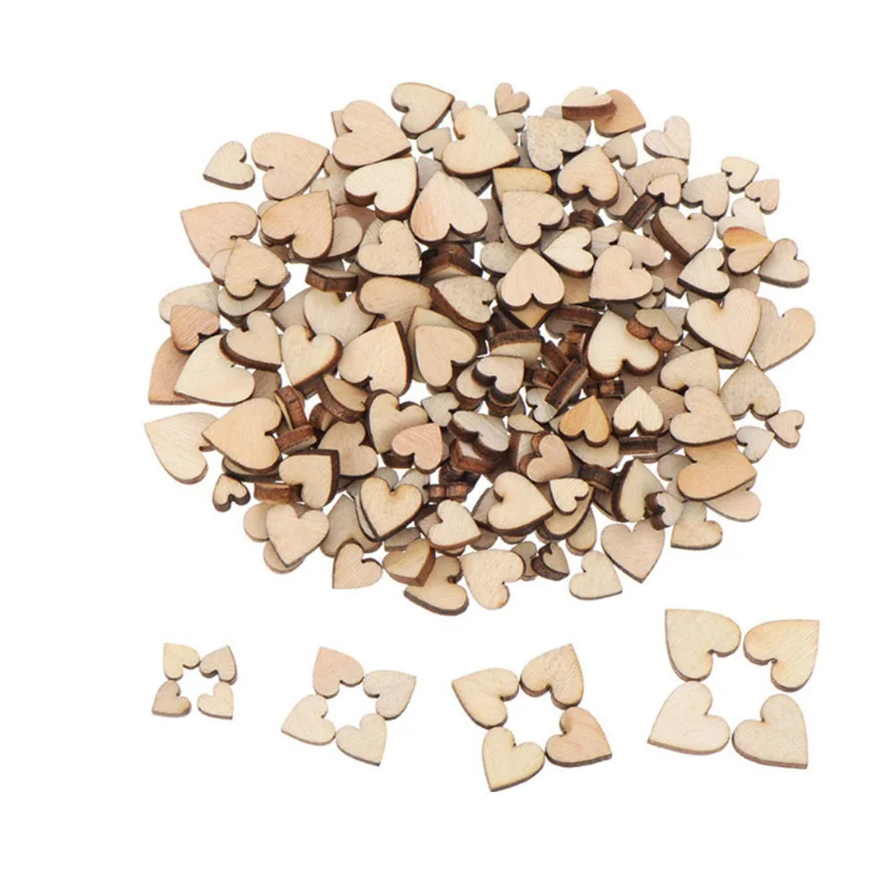 Пуговицы деревянные смешанные в форме сердца 4 размера 6/8/10/12 мм 100 шт.|Украшения
