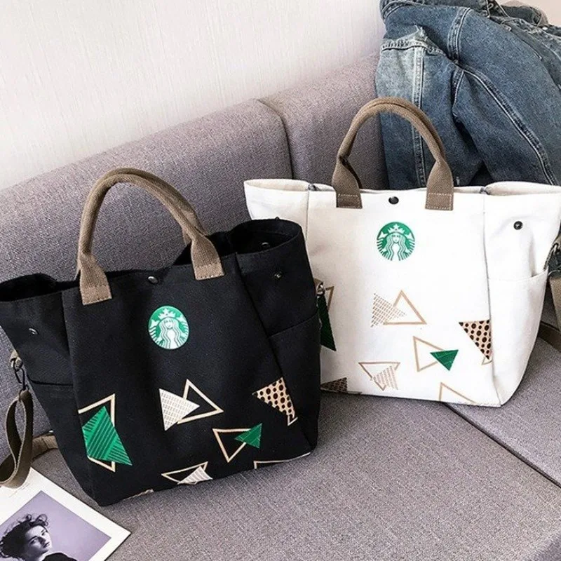 

White Canvas Bag Girl 2021 New Korean Version Student Portable Bag Fashion Large Capacity Women's One Shoulder Straddle Bag