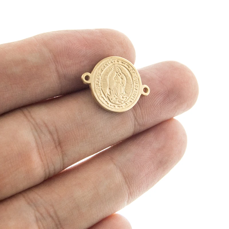 Маленькие подвески Risul из нержавеющей стали 14 мм золотистые медали круглые 2 10 шт.