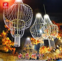 new wedding props iron crystal ceiling lighting wedding stage decoration air pendant and blessing lamp