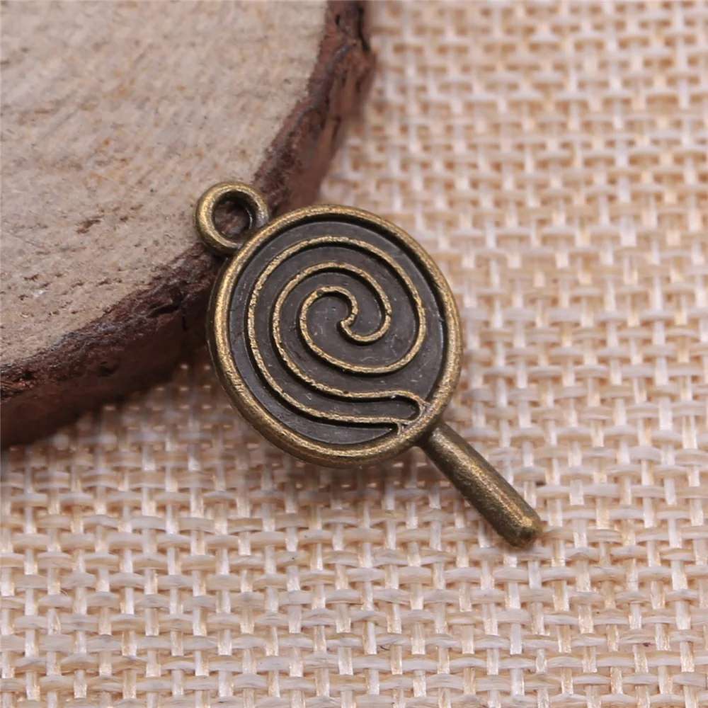 

Charms for Jewelry Making Findings Handmade DIY Craft 5pcs Antique Bronze Color 27mm Lollipop Charms Pendant