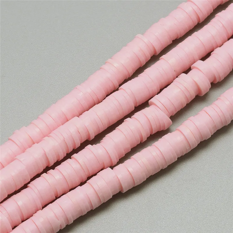 Pink 6x1 мм 380~ 400 шт/прядь Плоская Круглая Полимерная глина ручной работы свободные Бохо африканские дисковые бусины-разделители для изготовления ювелирных изделий DIY - Цвет: Pink