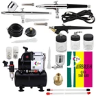 OPHIR (0,2 0,3 0,5 0,8) мм двойной тренажер с одинарными и комплект аэрографа двойного действия с воздушный компрессор бак на футболку гвоздь Art_AC116 + 004A + 071074