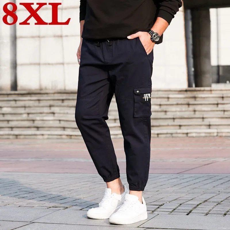 Размера плюс 8XL Для мужчин брюки карго Повседневное с эластичной резинкой на