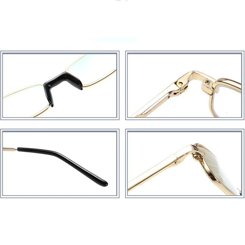 

Zilead Small Square Reading Glasses Retro Metal Presbyopia Glasses With PC Case Women Men Portable Business Hyperopia Glasses