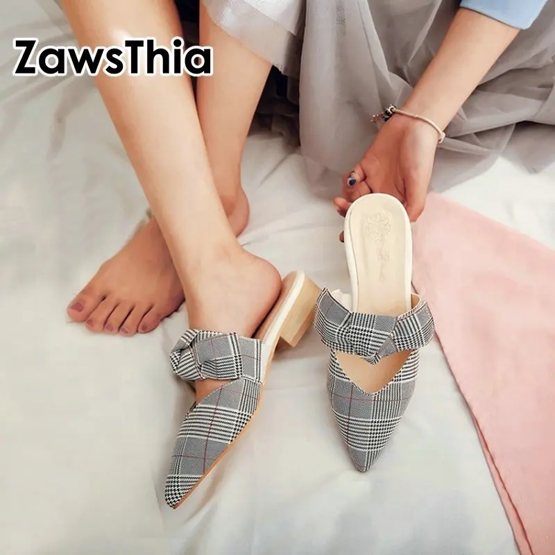ZawsThia/летние клетчатые милые женские повседневные туфли на плоской подошве