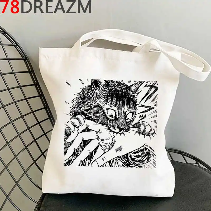 

Сумка для покупок Junji Ito, Джутовая сумка, тканевая сумка для покупок, эко-сумка для покупок, многоразовая сумка из джута