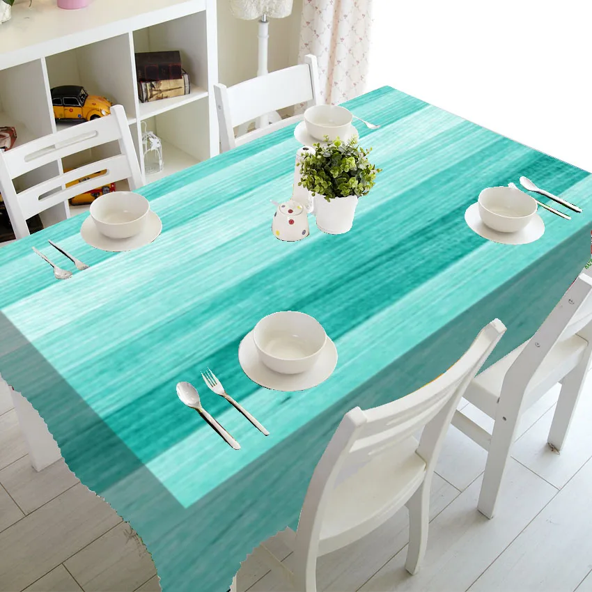 

Easter Holiday Teal Turquoise Home Kitchen Decor Stylish Aqua Blue Tablecloth Waterproof Rectangle Square Abstract Table Covers