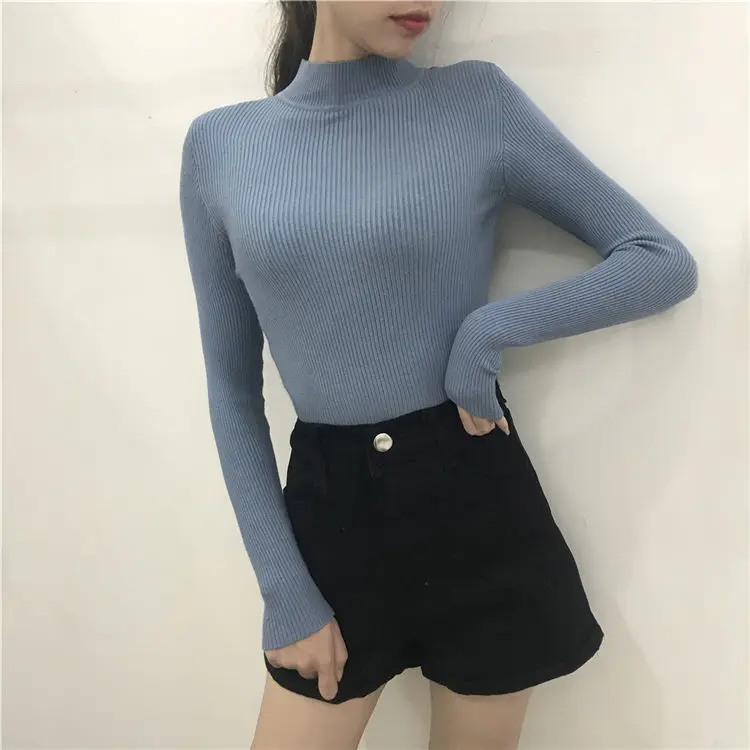 sweater woman Осень-зима, большой размер 3XL, теплый свитер, Женский вязаный пуловер в рубчик, свитер с длинным рукавом, водолазка, тонкий джемпер, мягкий пуловер, Femme - Цвет: sweater woman