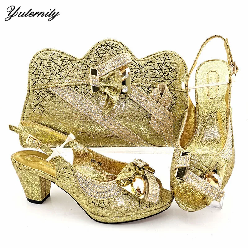 Африканский Стиль из искусственной кожи со стразами Комплект обуви и сумки
