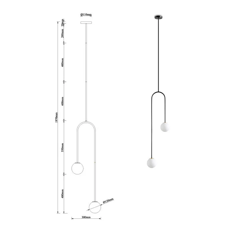 Подвесной светильник в скандинавском стиле Светодиодная лента с U-образным