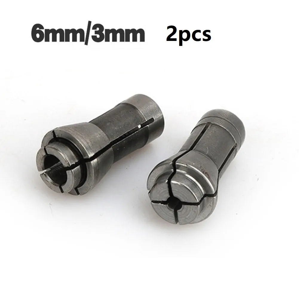 2pcs Trimming Engraving Machine Collet Chucks Die Grinder Router 3/6mm Bit Shank Adapter Holds Arbors Shanks Tools Woodworking