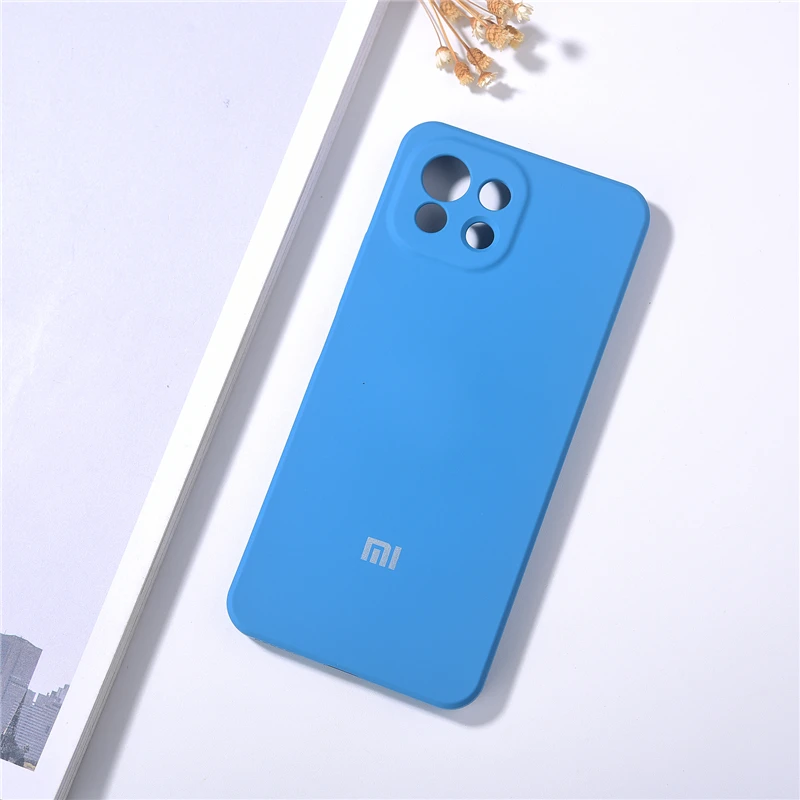 Оригинальный чехол для Mi 11 Lite Xiaomi шелковистый мягкий на ощупь жидкий силиконовый