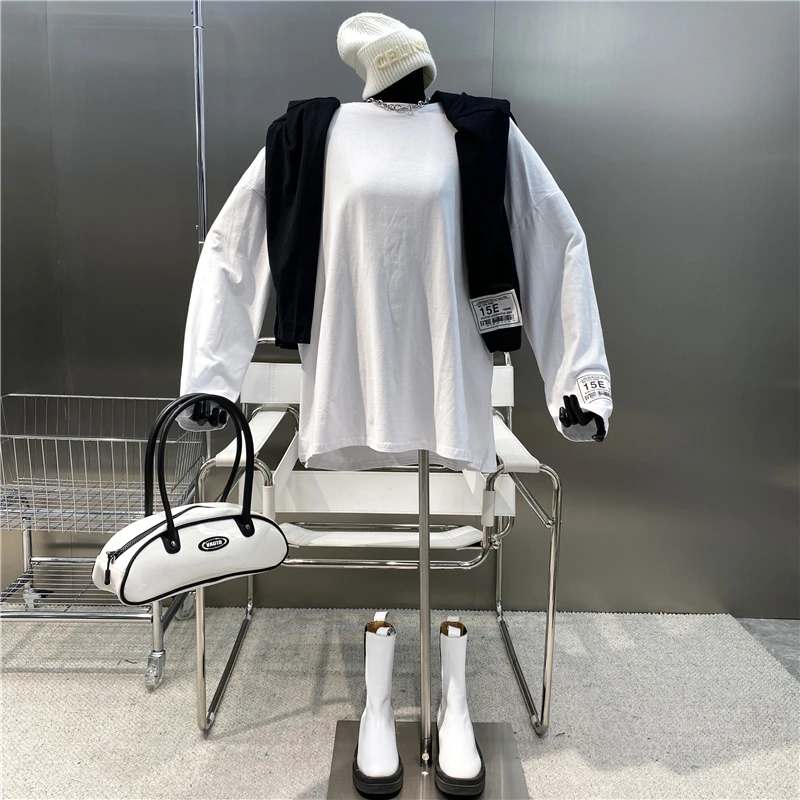 

Новая брендовая Оригинальная дизайнерская 2021 простая повседневная свободная модная футболка с длинным рукавом и надписью, корейский базов...