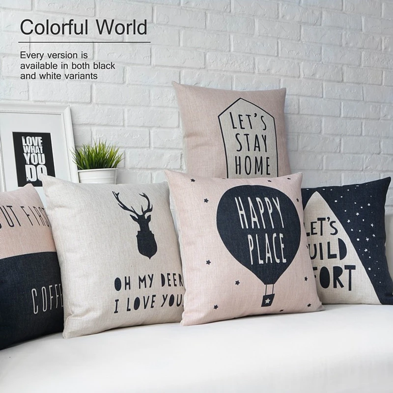 

Nordic Современный декоративные диванные подушки, Черный Белый геометрические Подушки, Белье олень подушки наволочка диван декоративные-поду...