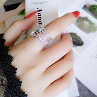 livvy new fashion silver color zircon multilayer cross geometric engagement rings charming women party fine jewelry gift