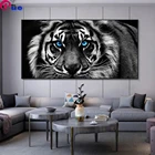 Алмазная живопись большого размера 5d, черно-белая голова тигра, алмазная вышивка, животное, искусство, картина для гостиной, Декор