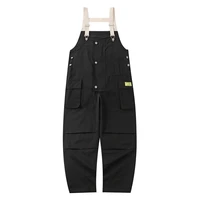 mens loose pocket cargo bib overalls trendy pure color jumpsuits working clothing coveralls
