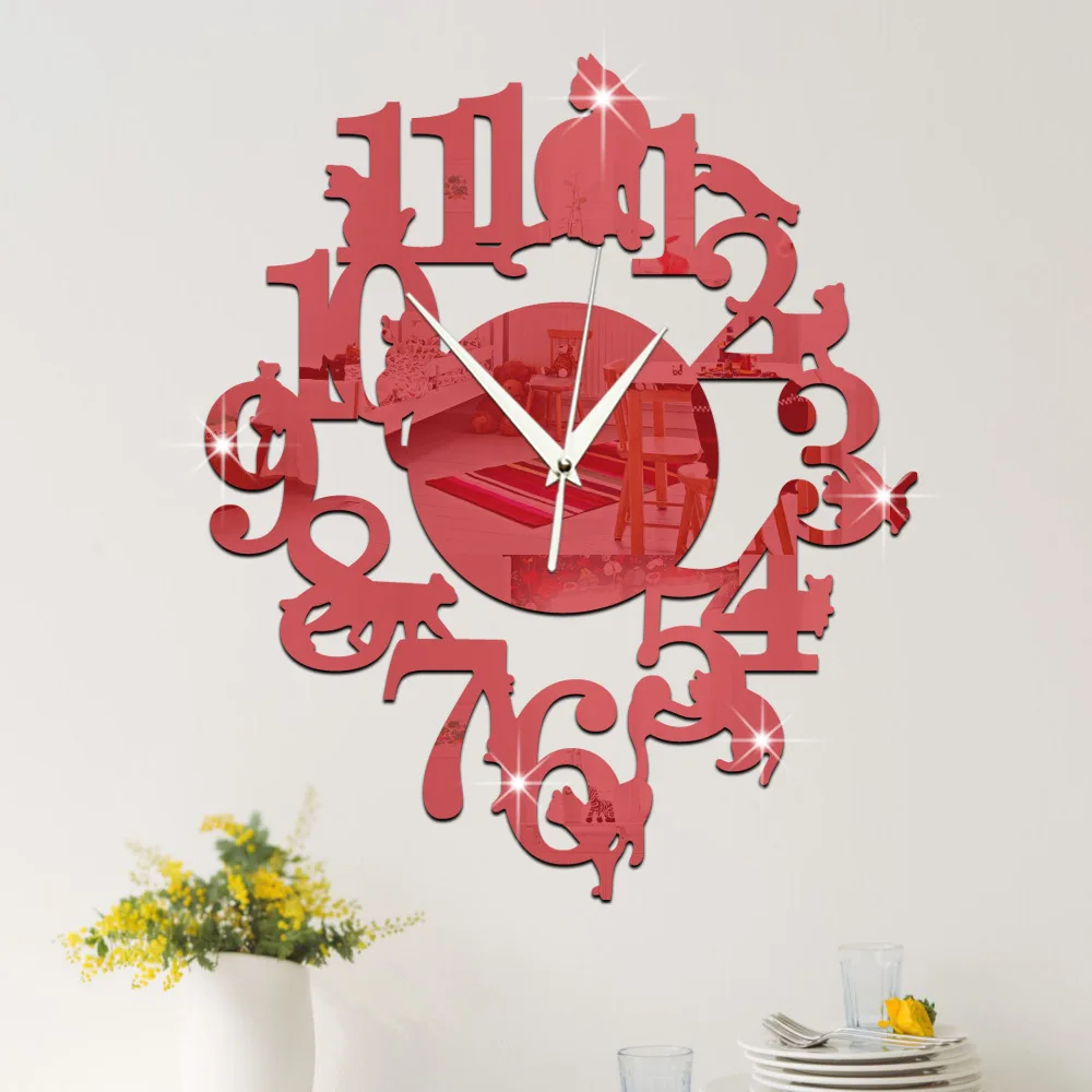 

GZ004 acrylic black cat wall clock wall clock study bedroom decoration wall stickers waterproof