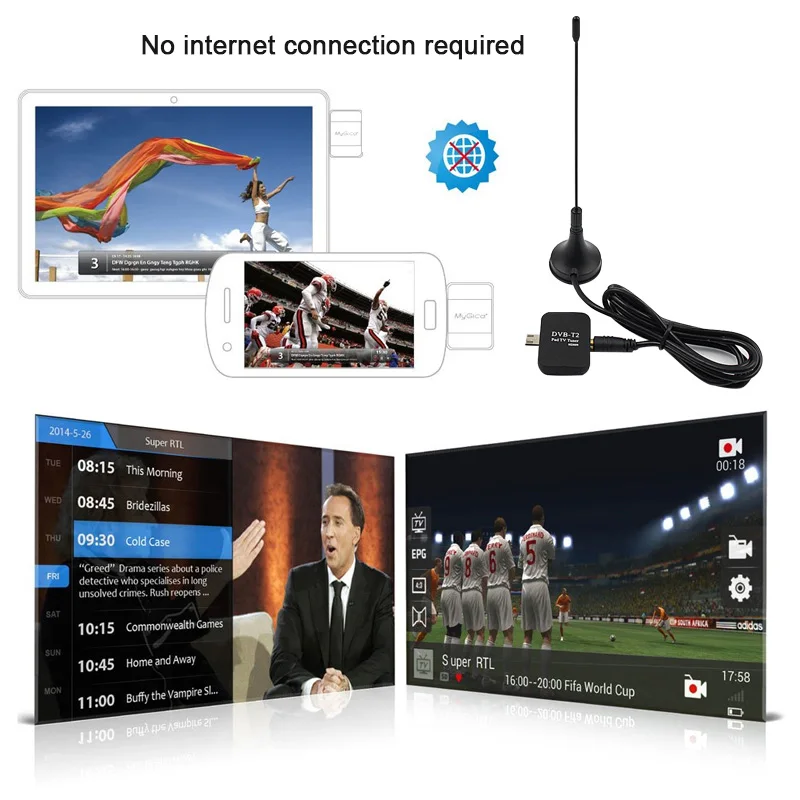 ZYKER DVB T2 Pad USB TV тюнер HD антенна цифровое телевидение Stick Watch Live приемник для Android Phone
