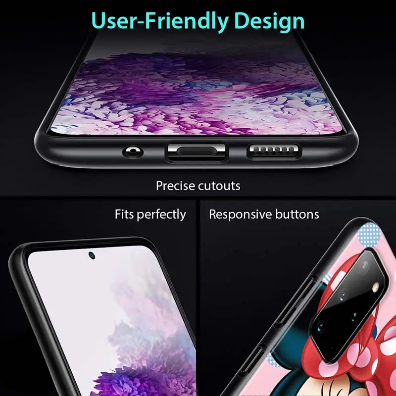 

Cute Mickey Disney Mouse for Samsung S20 FE Ultra Plus A91 A81 A71 A51 A41 A31 A21S A72 A52 A42 A02S Soft Black Phone Case