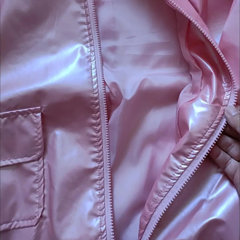 

2021 Spring Women Bright short jackets casual loose large size long sleeve pink outwear female Streetwear Baseball jackets coats