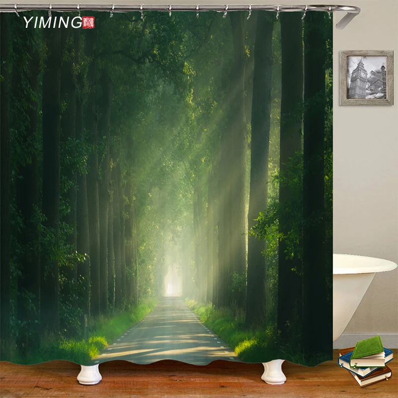 3d natural landscape hazy forest printed bathroom shower curtain polyester waterproof curtain with hook home decor curtain free global shipping