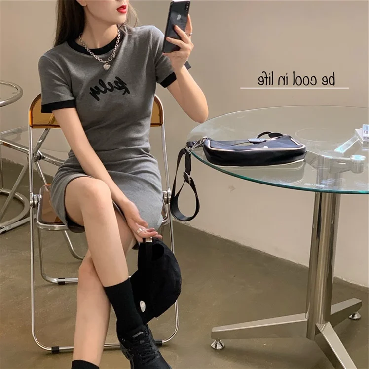 

Large Size Short-Sleeved T-shirt Dress for Women Summer 2021 New Style Fat Girl Slimming Hip Skirt Inner Skirt Ins Fashion