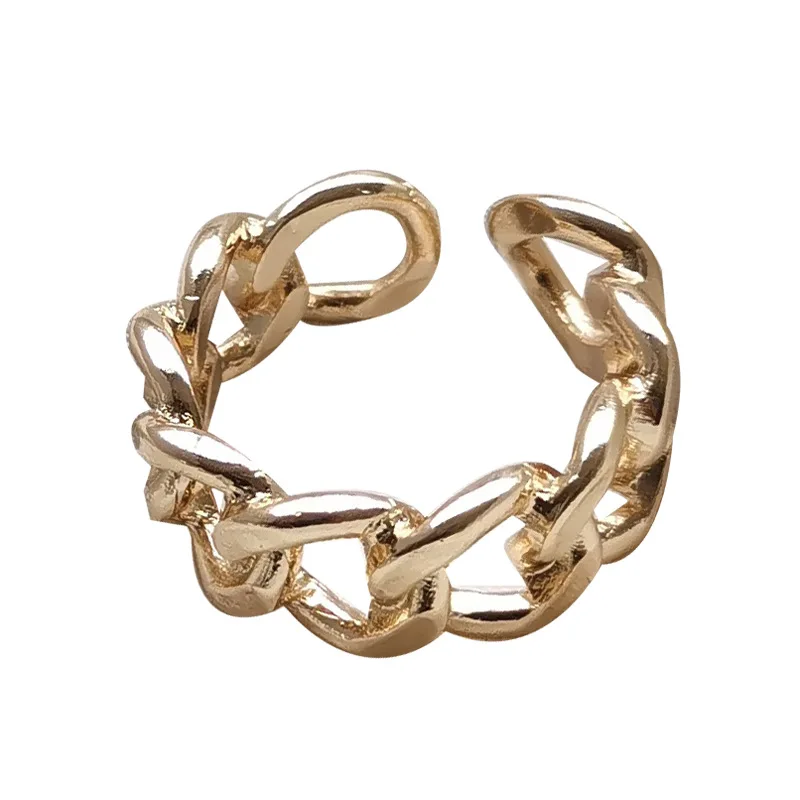 

Punk Chain Rings for Women Men Vintage Handmade Thick Twisted Geometric Finger Ring Couple Jewelry Gifts