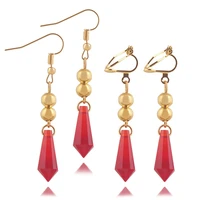 genshin impact dahliacos earrings red crystal earrings ear clips earrings gifts
