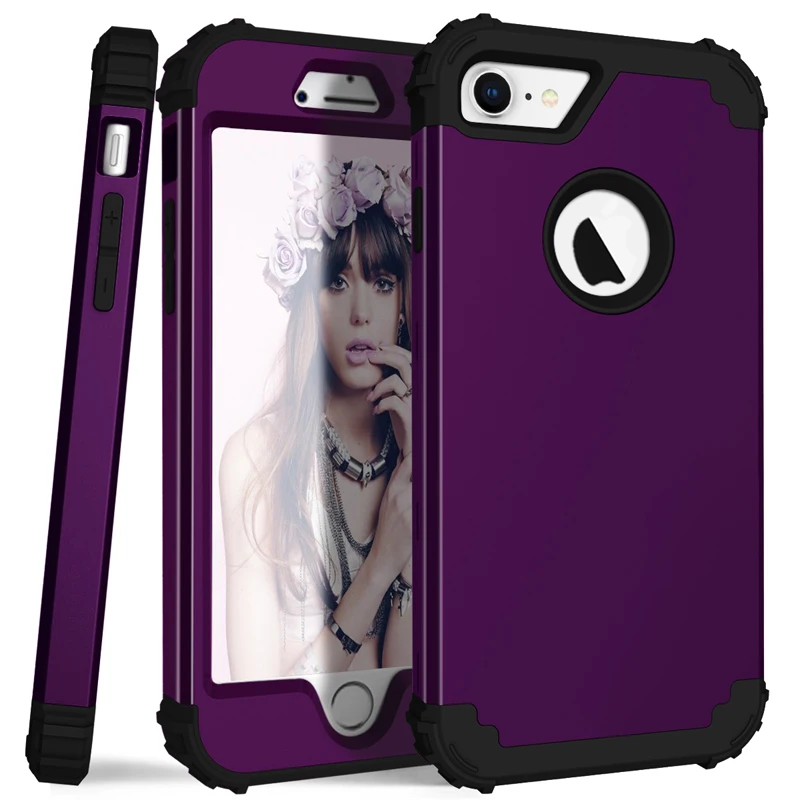 Силиконовый чехол для телефона 3 в 1 из поликарбоната iPhone 6 7 8 противоударный Apple