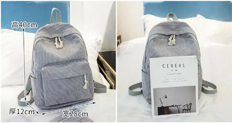Вельветовый рюкзак для женщин простой в школьном стиле девушек повседневный