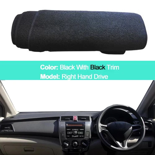 RHD Black 2 слоя крышка приборной панели автомобиля тире коврик ковер накидка для Honda City 2008 2009 2010 2013 авто Non-slip козырек от солнца приборной коврик - Название цвета: RHD Black