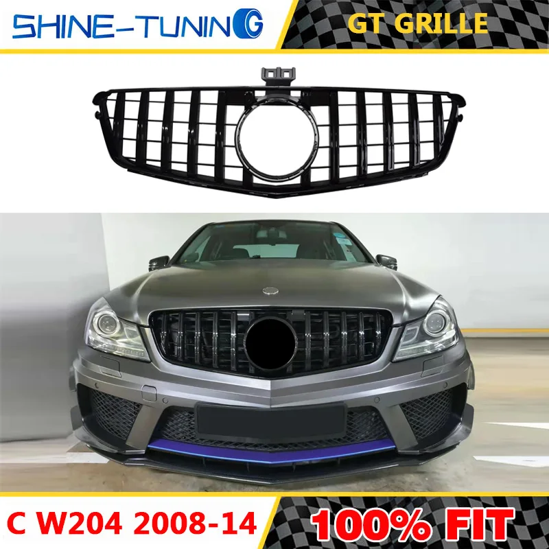 Подходит для mercedes C class W204 C63 amg GT GTR решетка C180 C200 C250 C300 2008 2014 с эмблемой|Гоночные