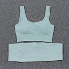 Комплект Спортивный бесшовный из 2 предметов, бюстгальтер и леггинсы с высокой талией, одежда спортивные костюмы