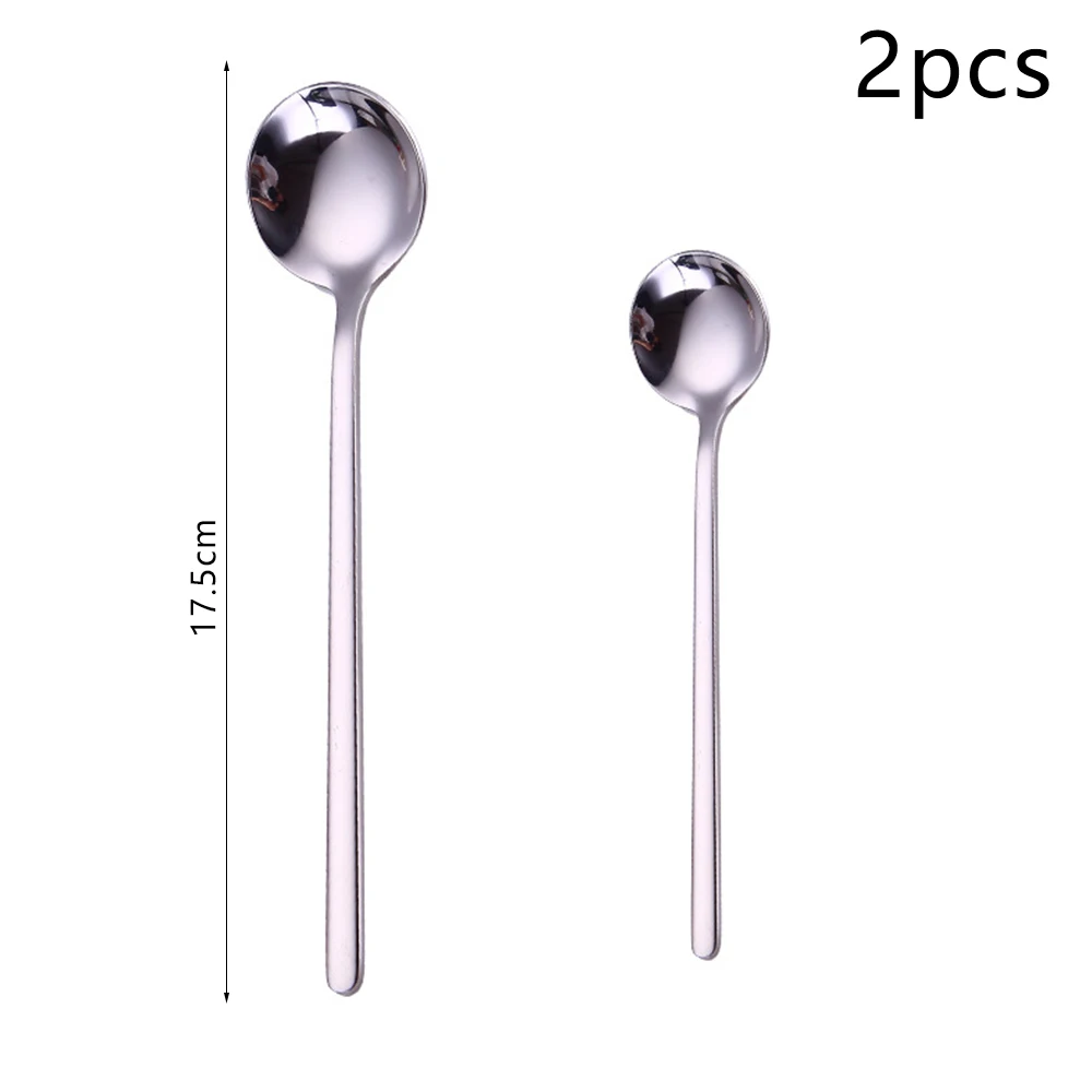 

2pcs Coffee Stirring Spoon Stainless Steel Long Handle Spoon For Teaspoon Ice Cream Honey Cocktail Kitchen Cutlery