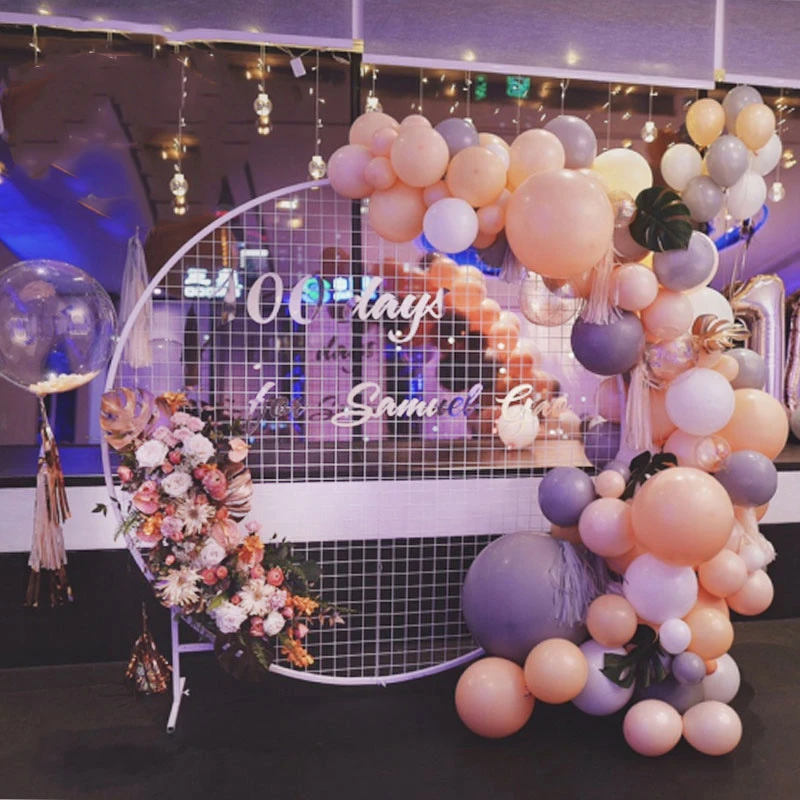 Arco de boda de 2M, soporte de fondo para fiesta en casa, rejilla redonda, malla de arco de hierro, color dorado y blanco, rejilla artesanal, estante geom&eacute;trico-3